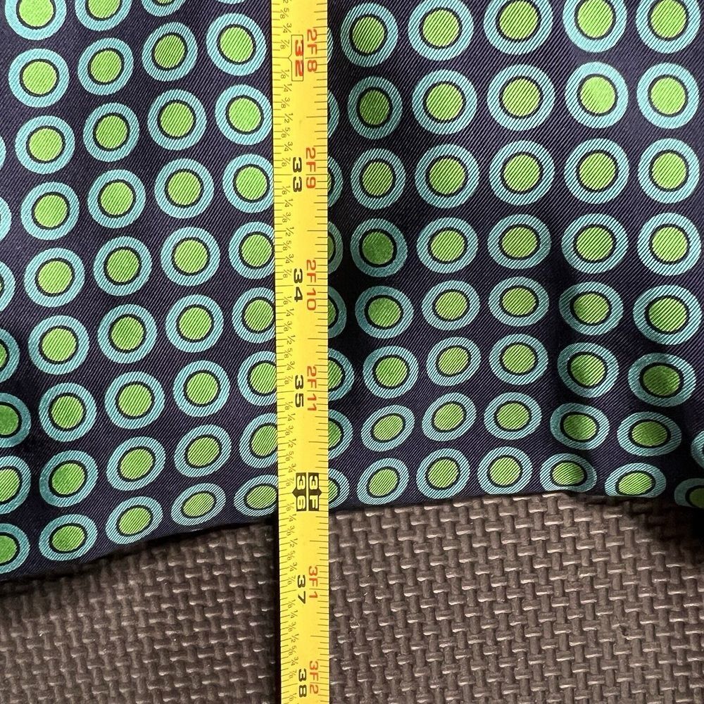 Elizabeth McKay Dress Green & Blue Silk Circle Print Wrap Around sz 6 - Picture 11 of 12
